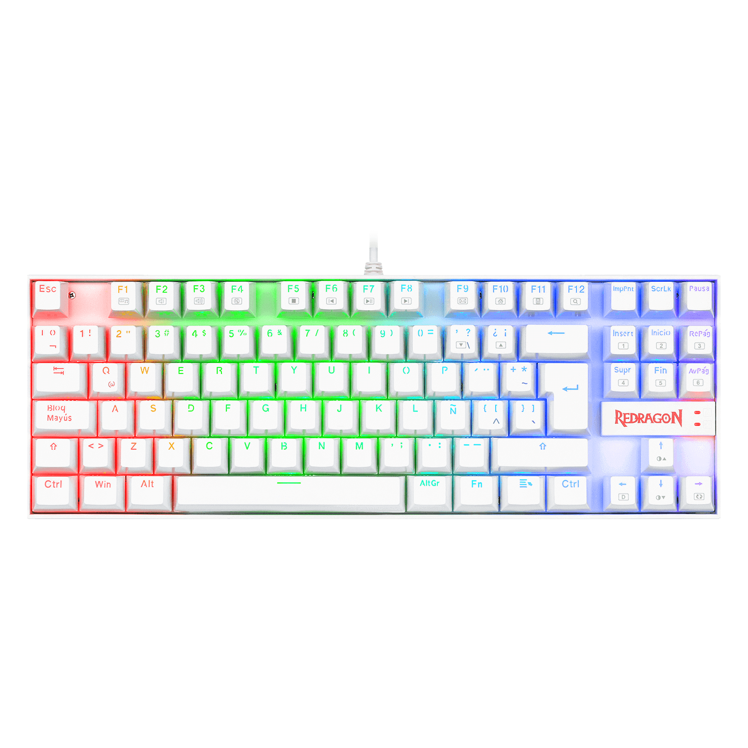 TECLADO Redragon KUMARA WHITE, Spanish RED SWITCH K552W-RGB